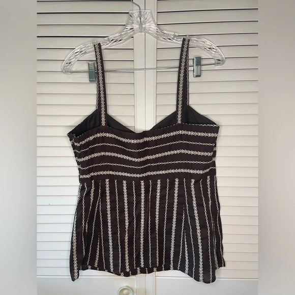 LOFT Women’s Cami Tank Brown Embroidered Sweetheart Size 12 Empire Waist EUC - Picture 8 of 15